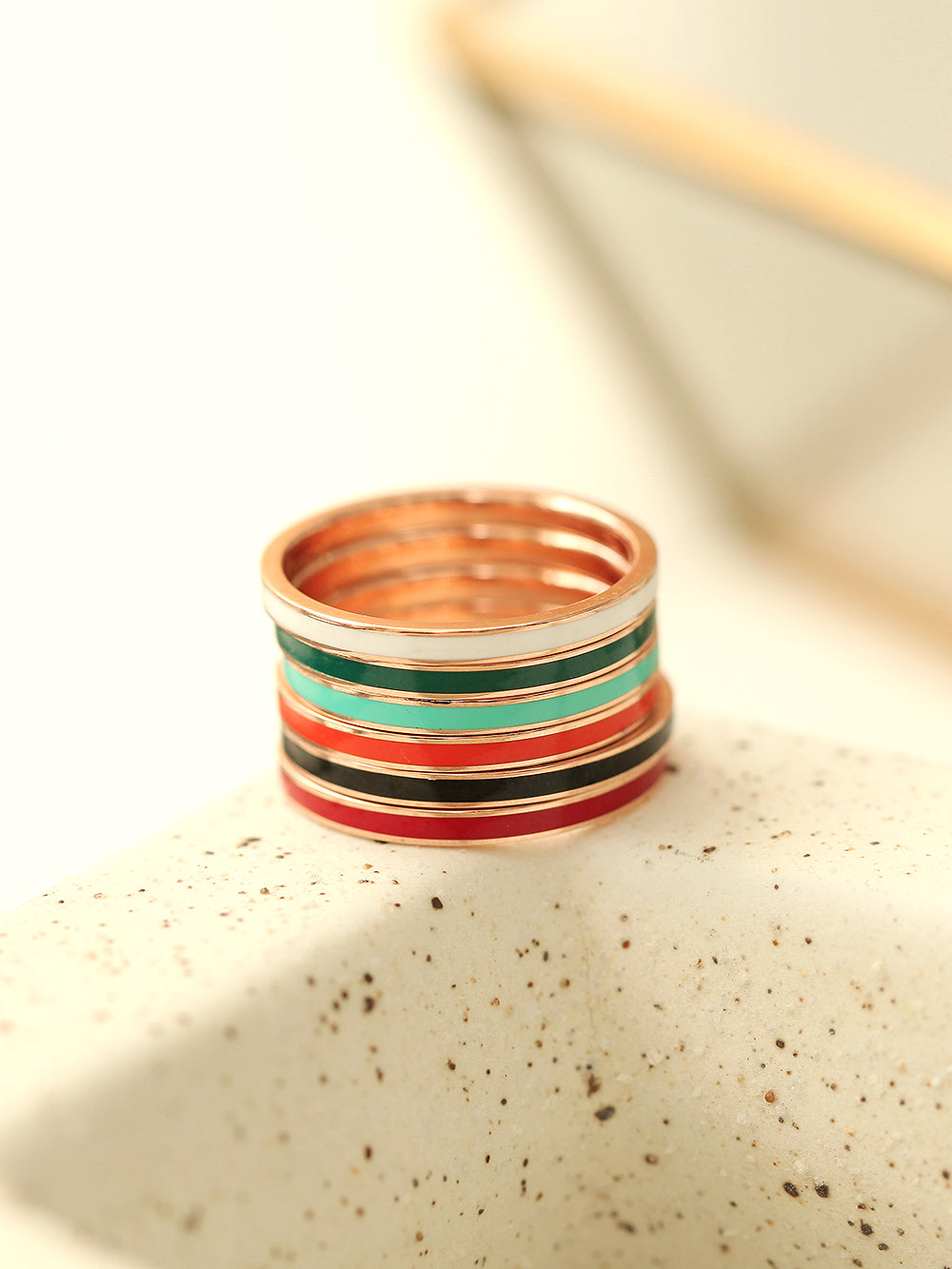 14K Gold Hollow Color Enamel Ring