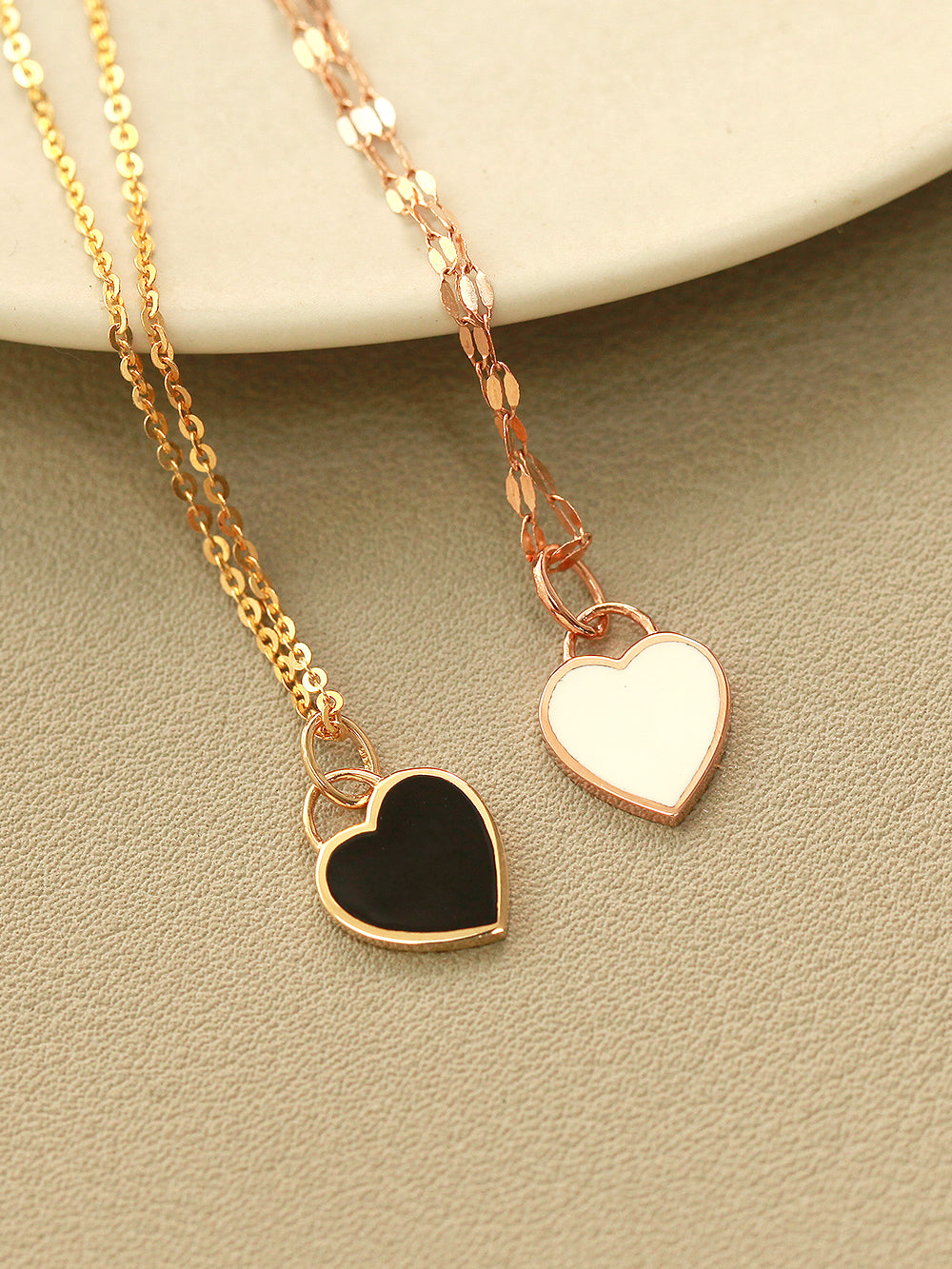 14K Gold Enamel Heart Necklace Pendant