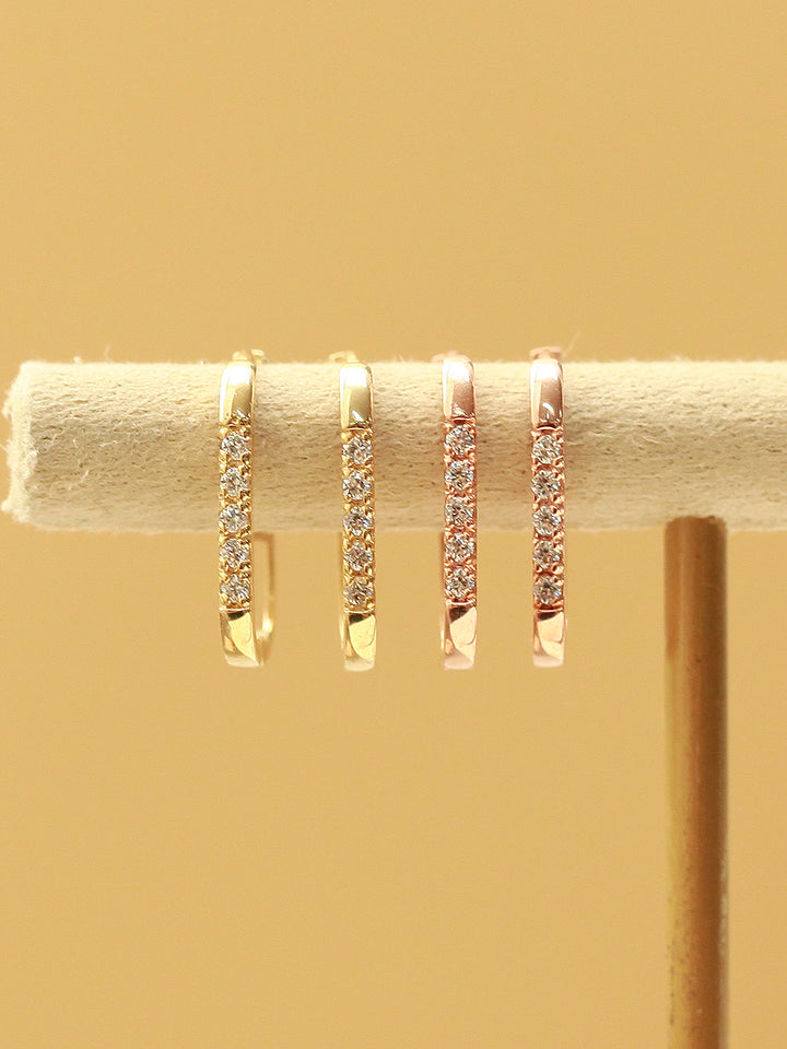 14K Gold Slim Square Cubic Cartilage Hoop Earring