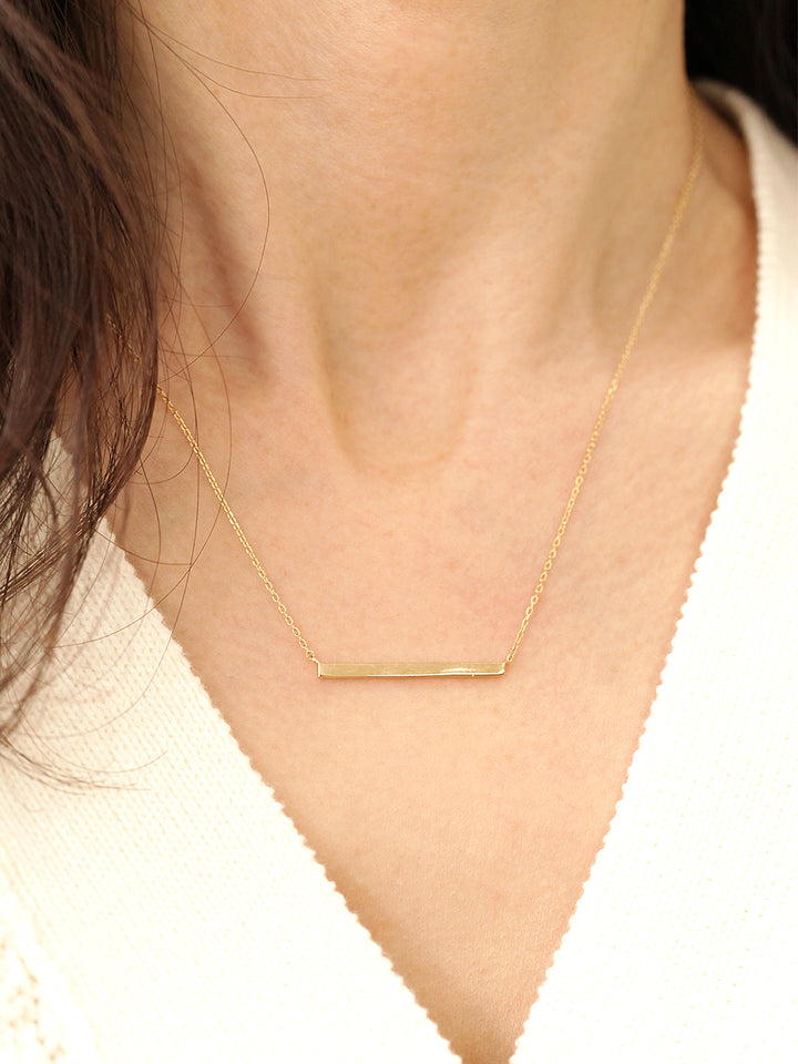 14K 18K Gold Simple Stick Necklace