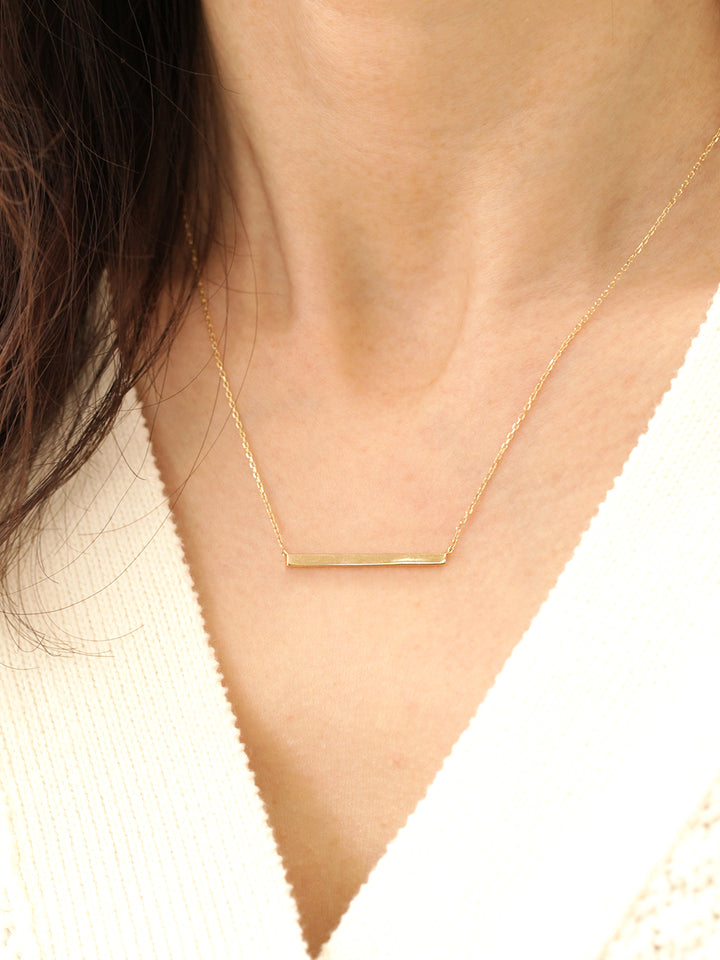 14K 18K Gold Simple Stick Necklace