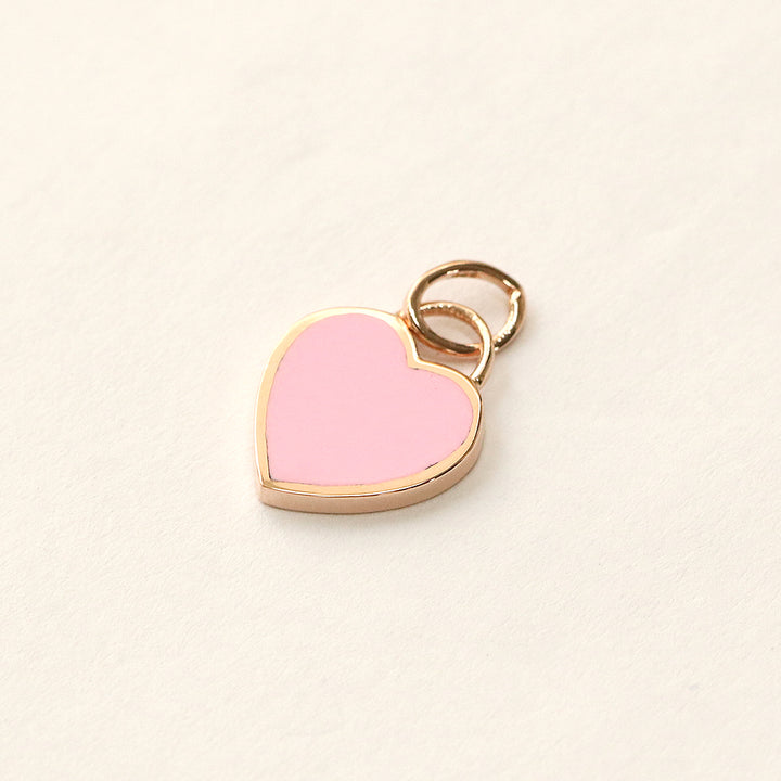 14K Gold Enamel Heart Necklace Pendant