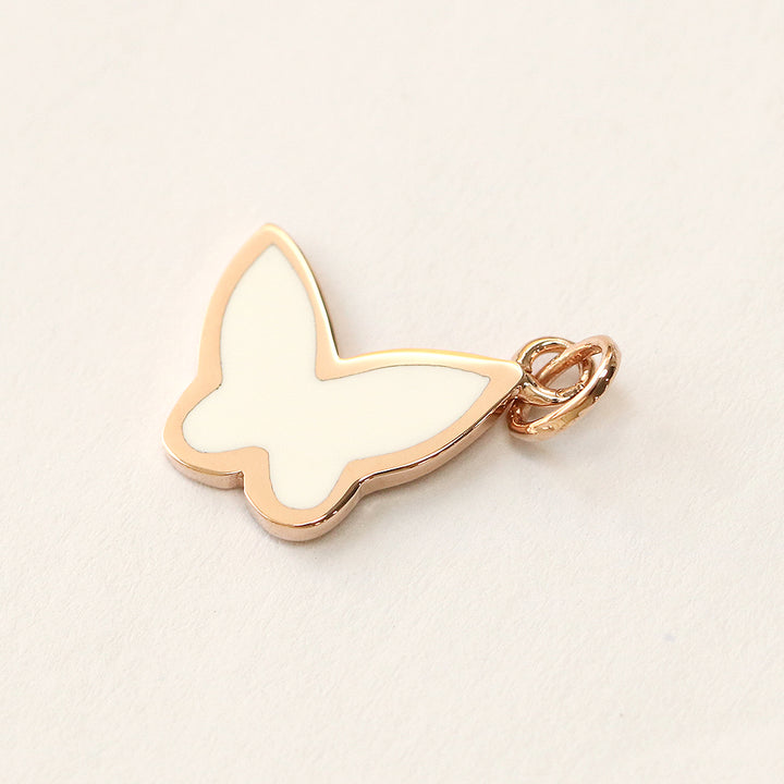 14K Gold Enamel Butterfly Necklace Pendant