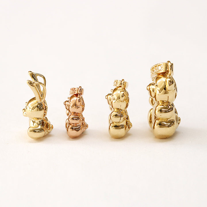 14K 18K Gold Rabbit Bear Necklace Pendant