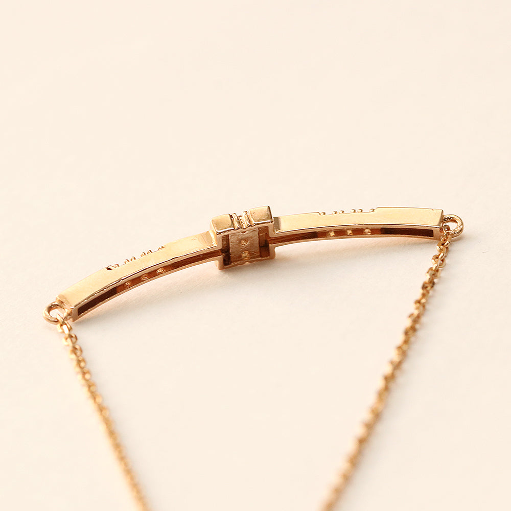 14K 18K Gold CZ Volume Line Stick Bracelet