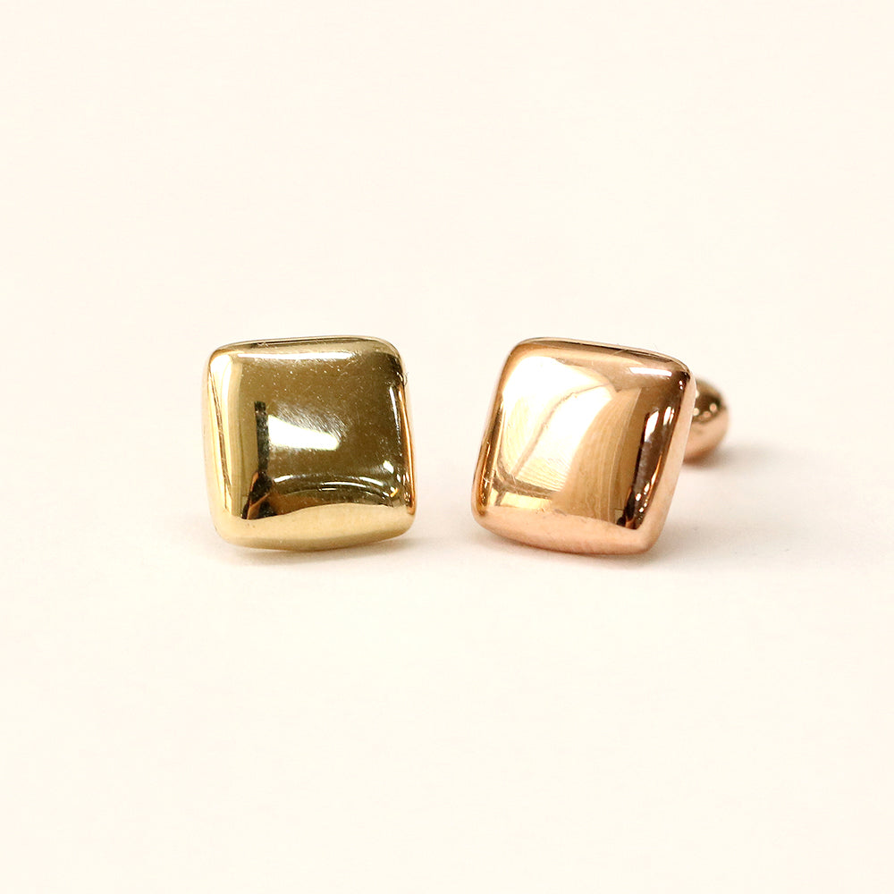 14K Gold Bold Square Cartilage Earring 18G16G