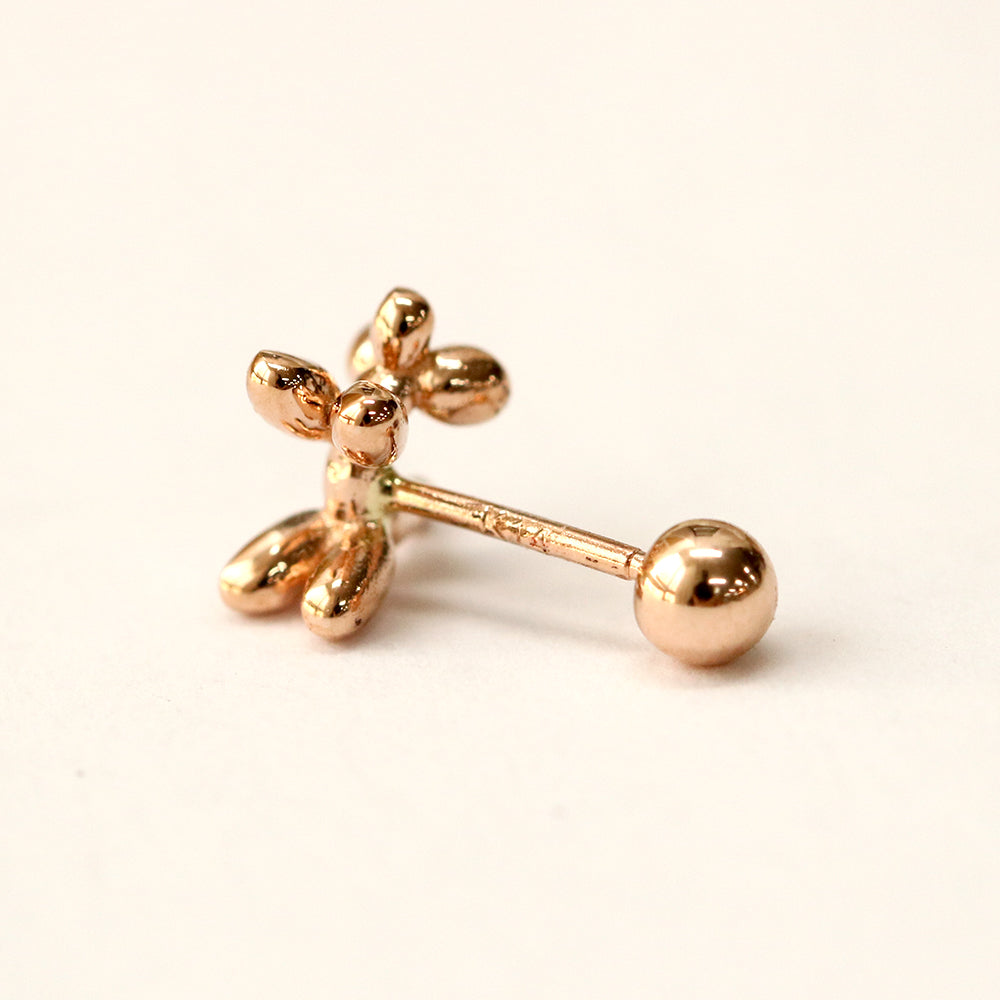 14K Gold Puppy Cartilage Earring 20G18G16G