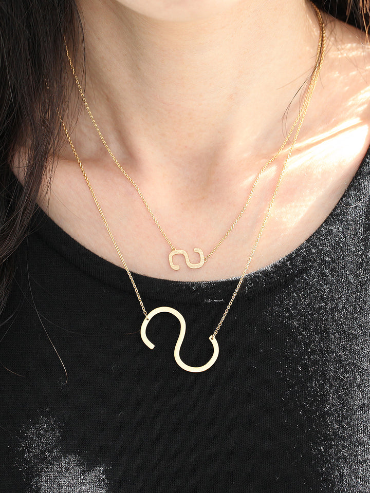 Sideways Initial necklace large A-Z