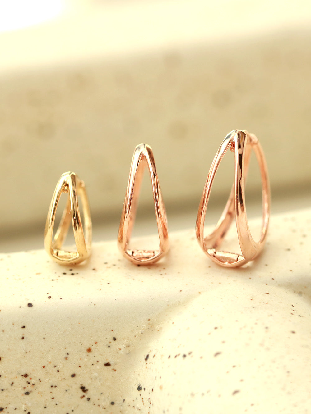 14K Gold Bold 2 Line Hoop Earring