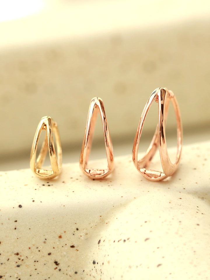 14K Gold Bold 2 Line Hoop Earring