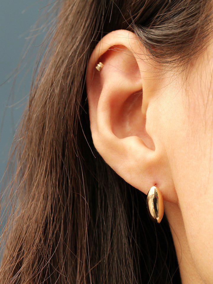 14K Gold Tear Drop Hoop Earring