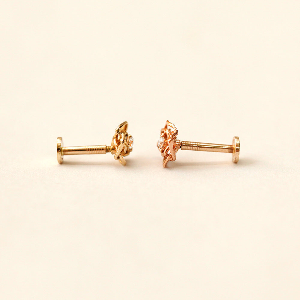 14K Gold Mini Cubic Rose Internally Threaded Labret Piercing 18G16G