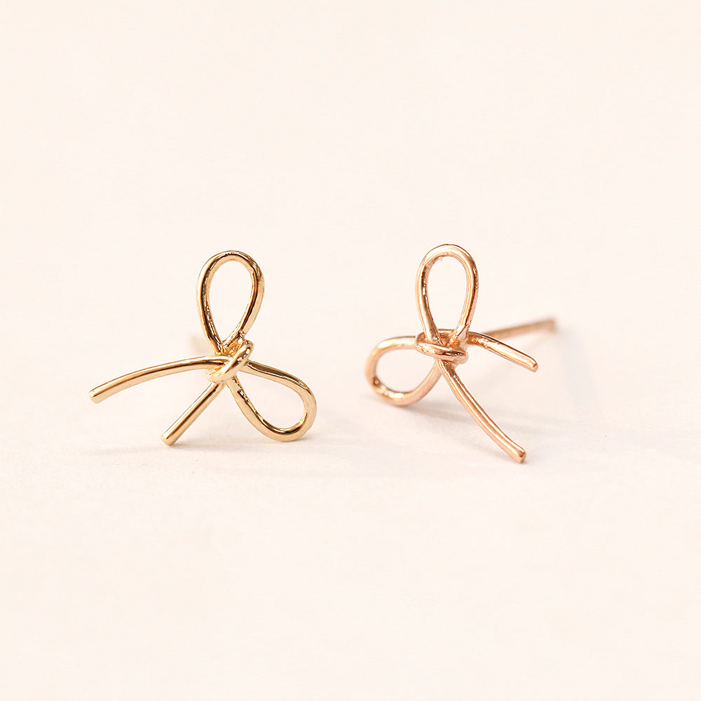 14K Gold Ribbon Stud Earring