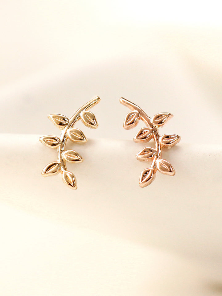 14K Gold Simple Leaf Cartilage Earring 20G18G16G