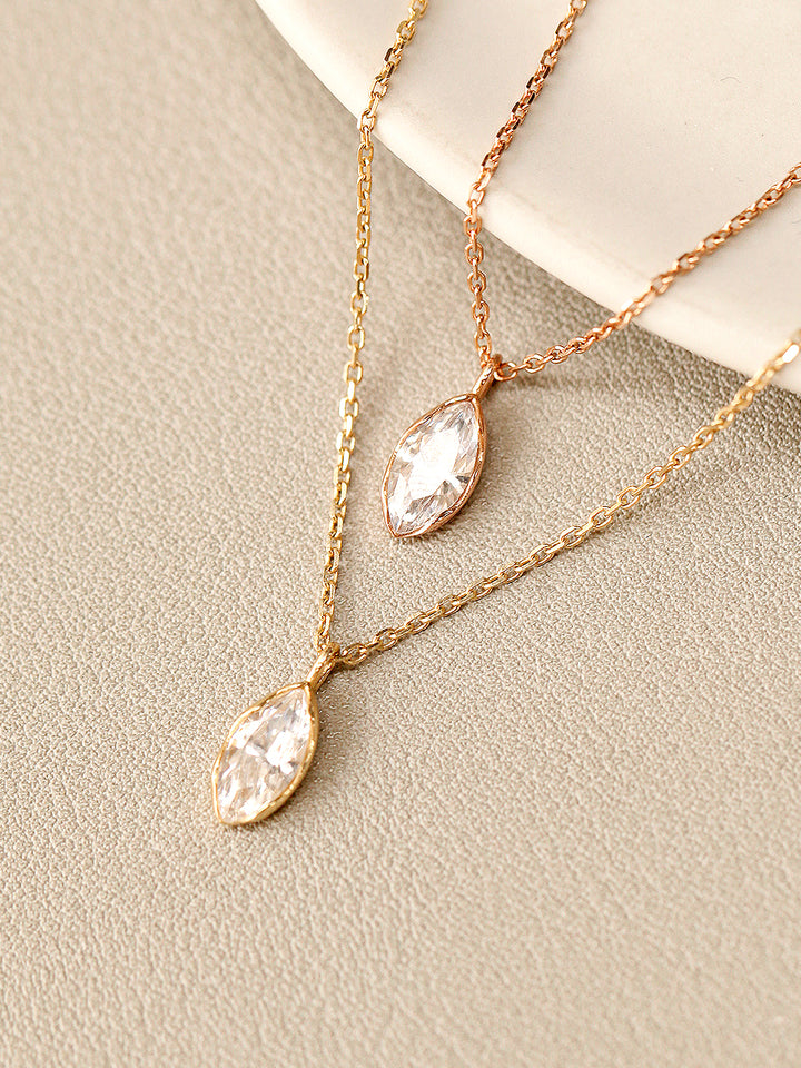 14K 18K Gold Point Marquiuse Cubic Necklace