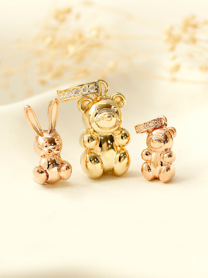 14K 18K Gold Rabbit Bear Necklace Pendant