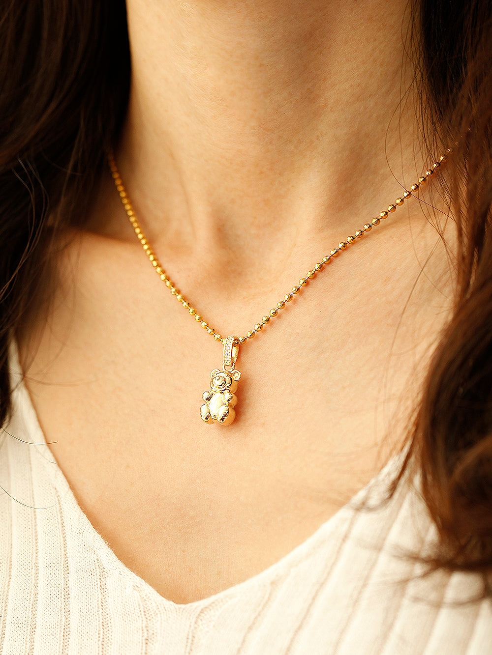 14K 18K Gold Rabbit Bear Necklace Pendant