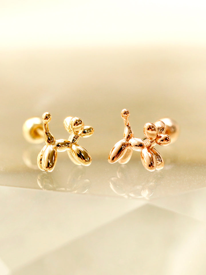 14K Gold Puppy Cartilage Earring 20G18G16G