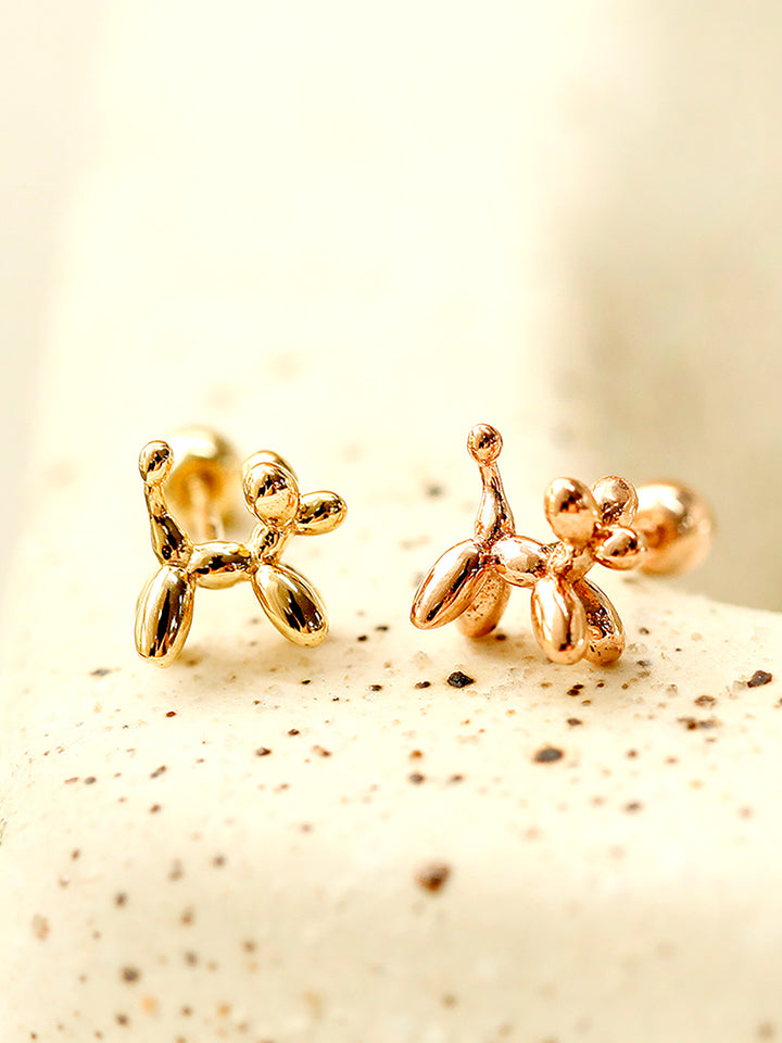 14K Gold Puppy Cartilage Earring 20G18G16G