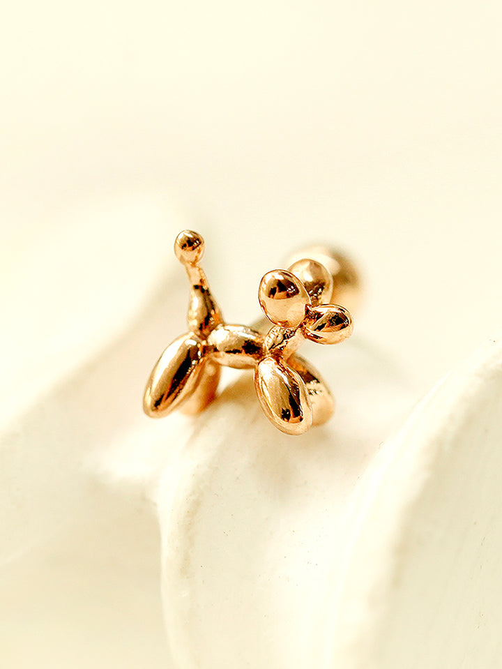 14K Gold Puppy Cartilage Earring 20G18G16G