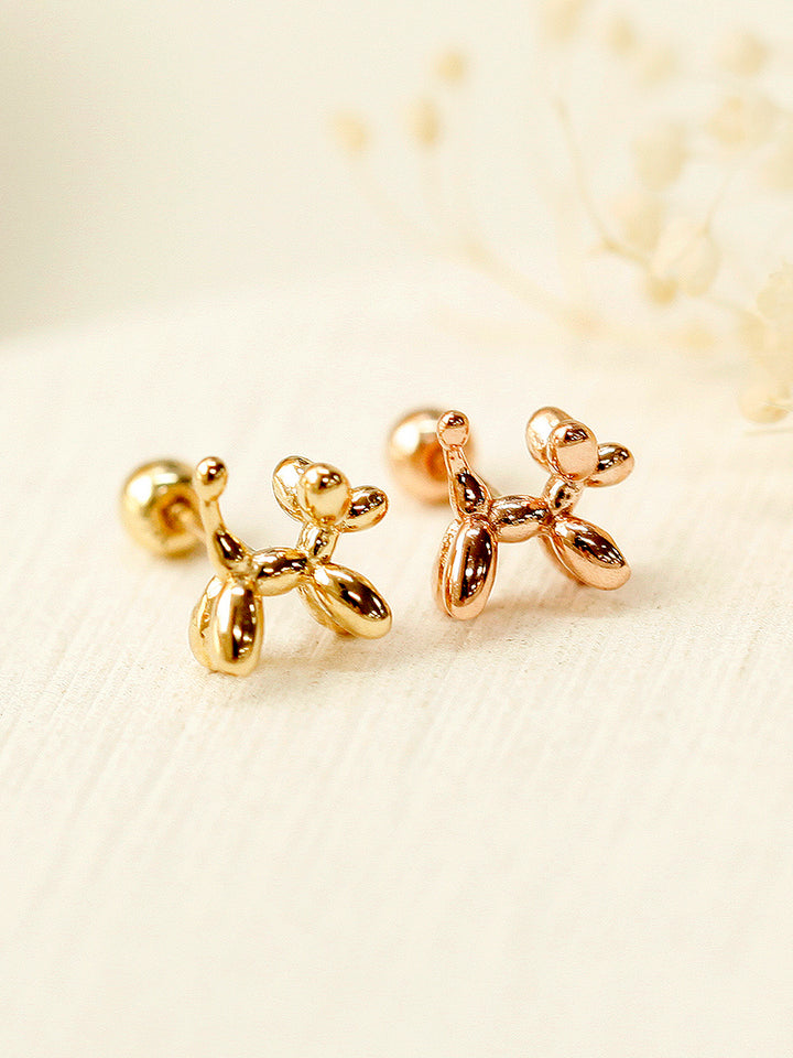 14K Gold Puppy Cartilage Earring 20G18G16G