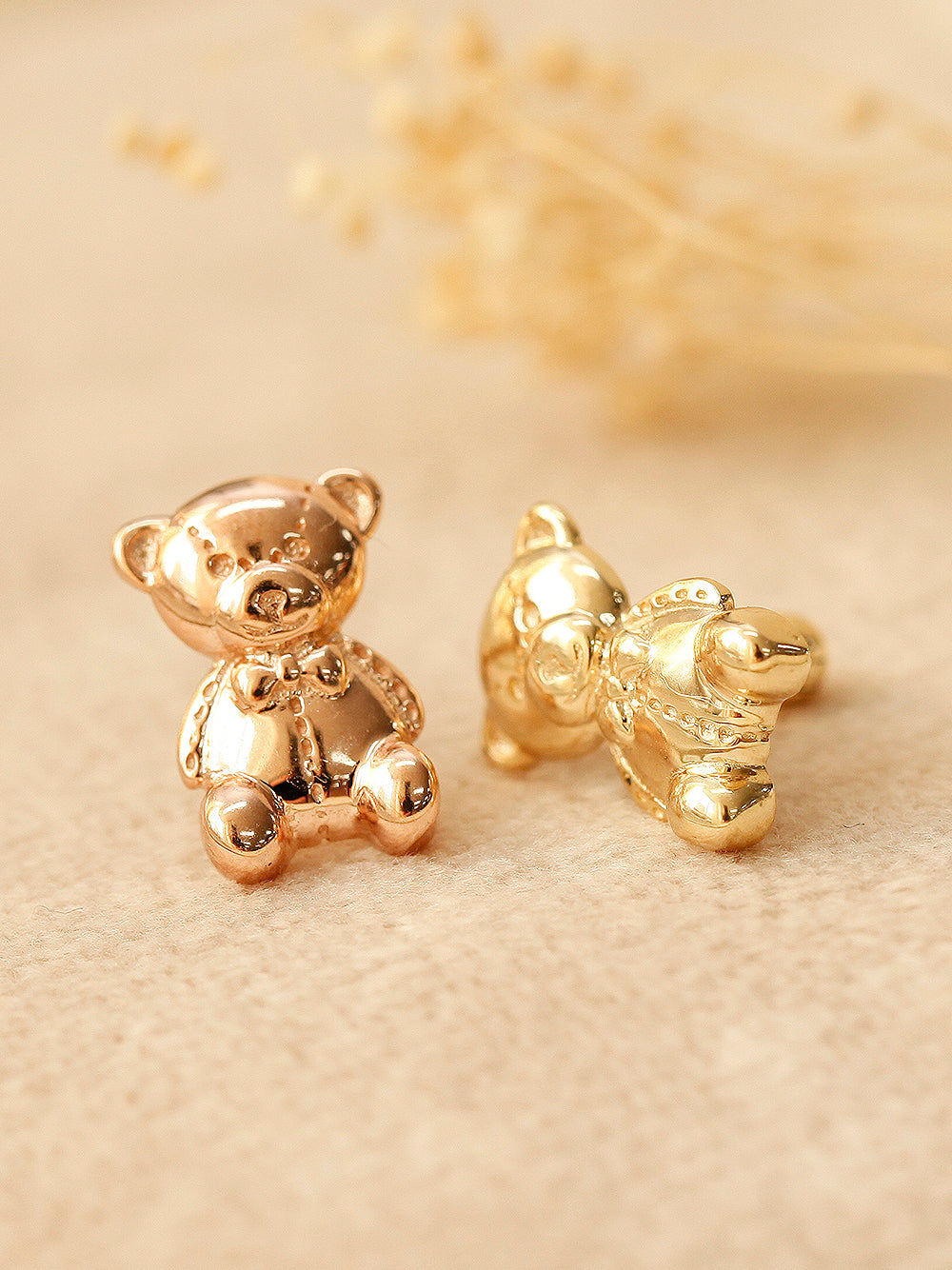 14K Gold Big Bear Cartilage Earring 18G16G