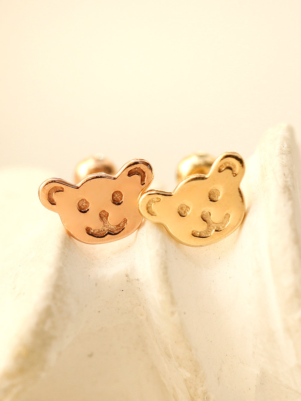 14K Gold Bear Cookie Cartilage Earring 20G18G16G