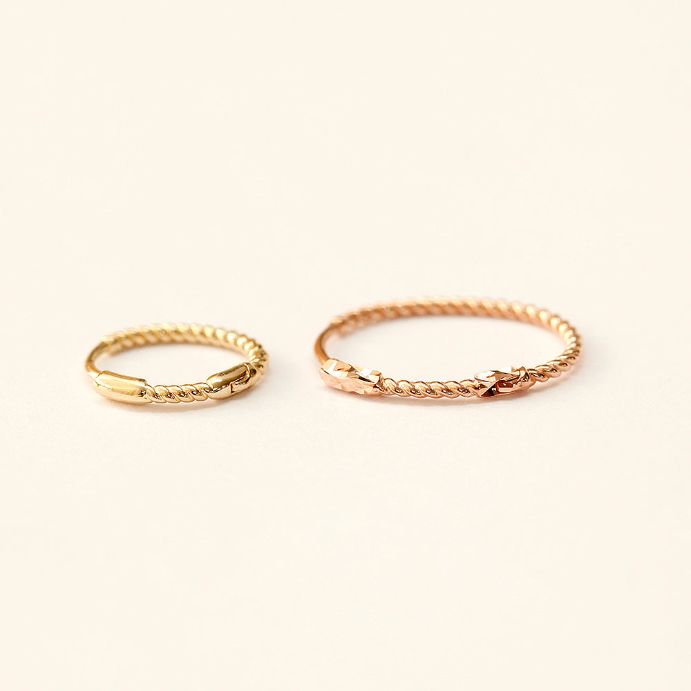 14K Gold Twist Oval Cartilage Hoop Earring