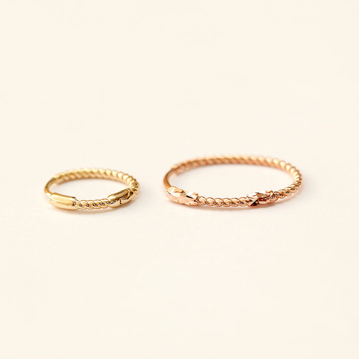 14K Gold Twist Oval Cartilage Hoop Earring