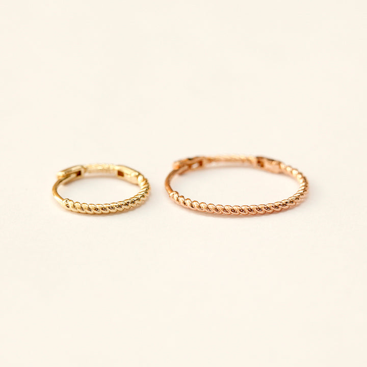 14K Gold Twist Oval Cartilage Hoop Earring