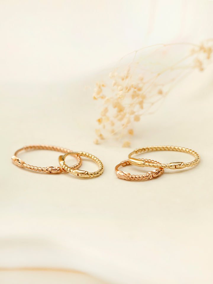 14K Gold Twist Oval Cartilage Hoop Earring