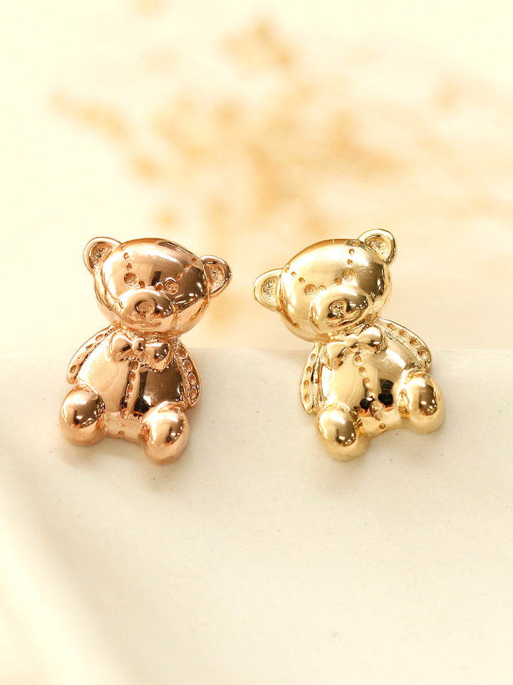 14K Gold Big Bear Cartilage Earring 18G16G