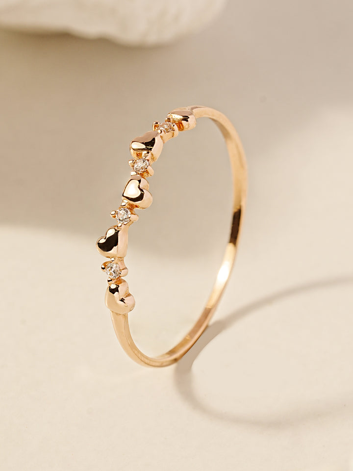 14K 18K Minimi Heart Cubic Layered Ring