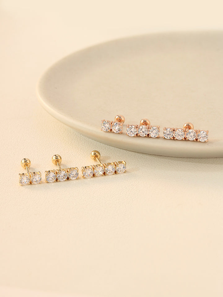 14K Gold Crystal Bar Cartilage Earring 20G18G16G