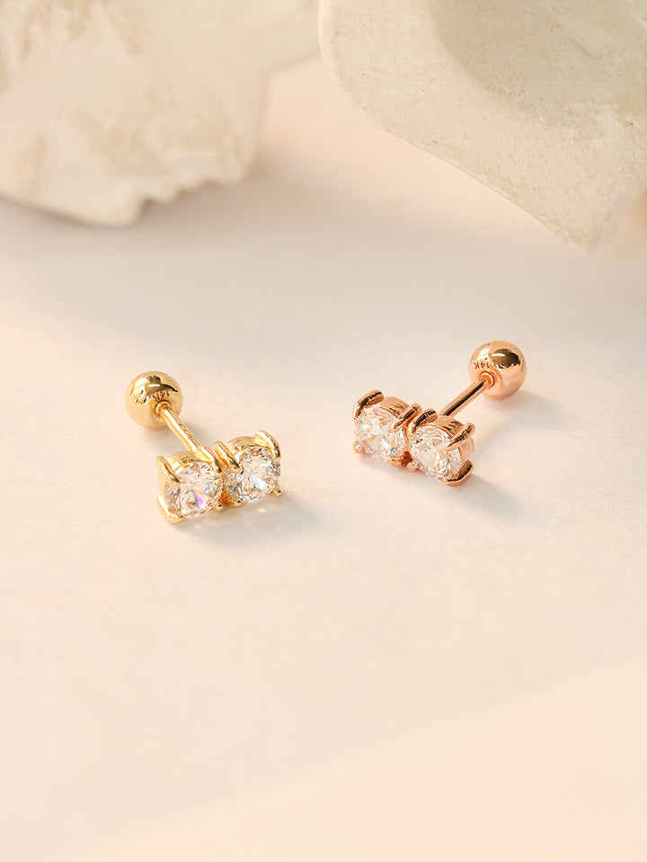 14K Gold Crystal Bar Cartilage Earring 20G18G16G