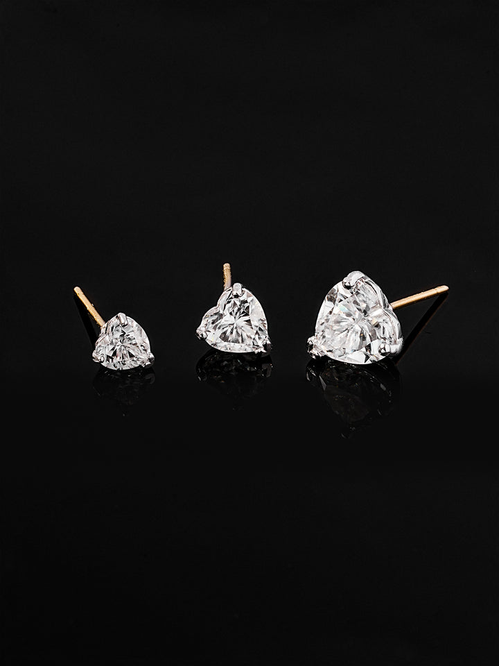 14K Gold Moissanite Glory Heart Stud Earring