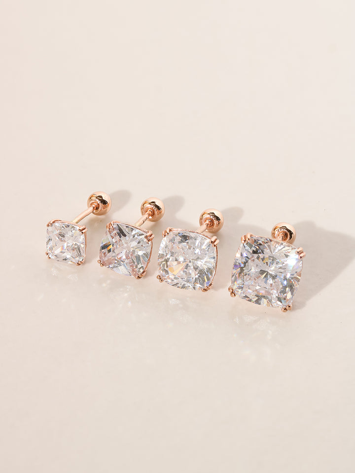 14K Gold Crystal Square Cartilage Earring 20G18G16G