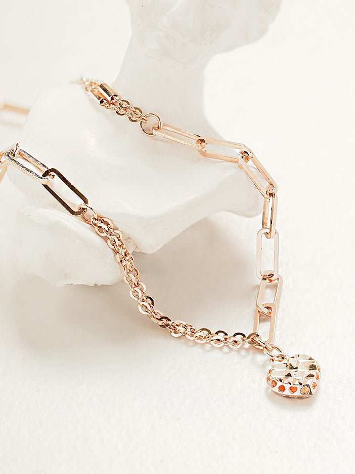 14K 18K Gold Cutting Heart Bracelet Anklet