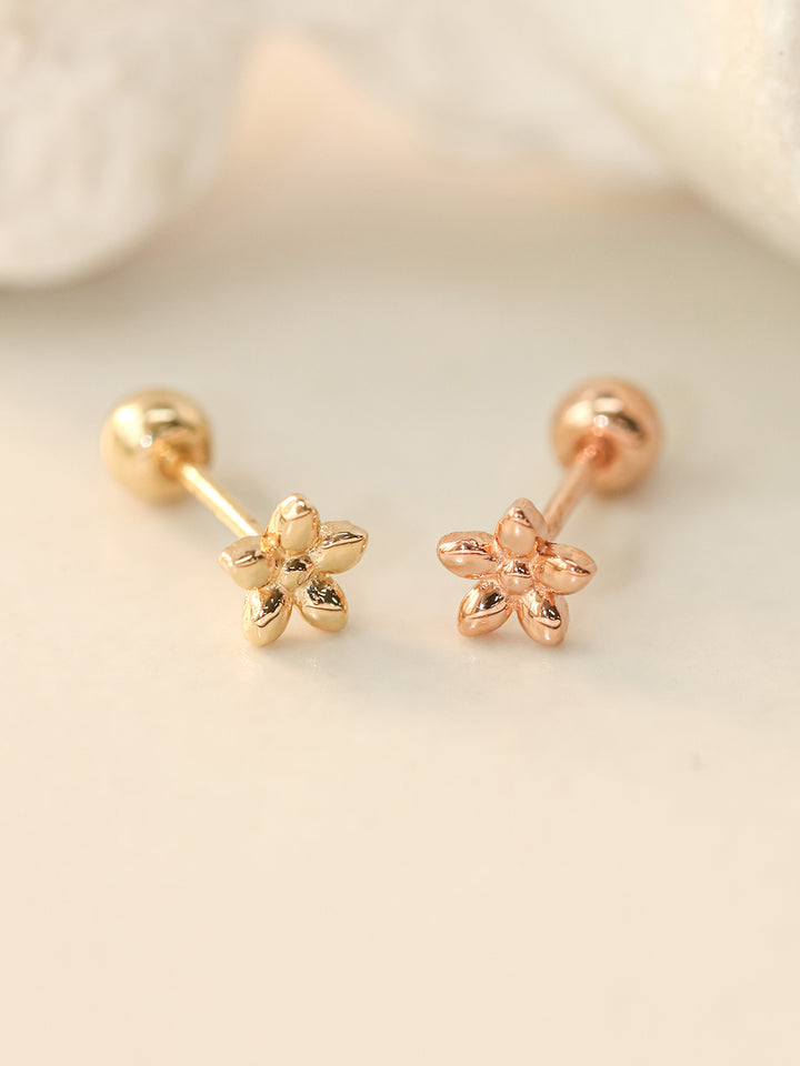 14K Gold Wild Flower Cartilage Earring 20G18G16G