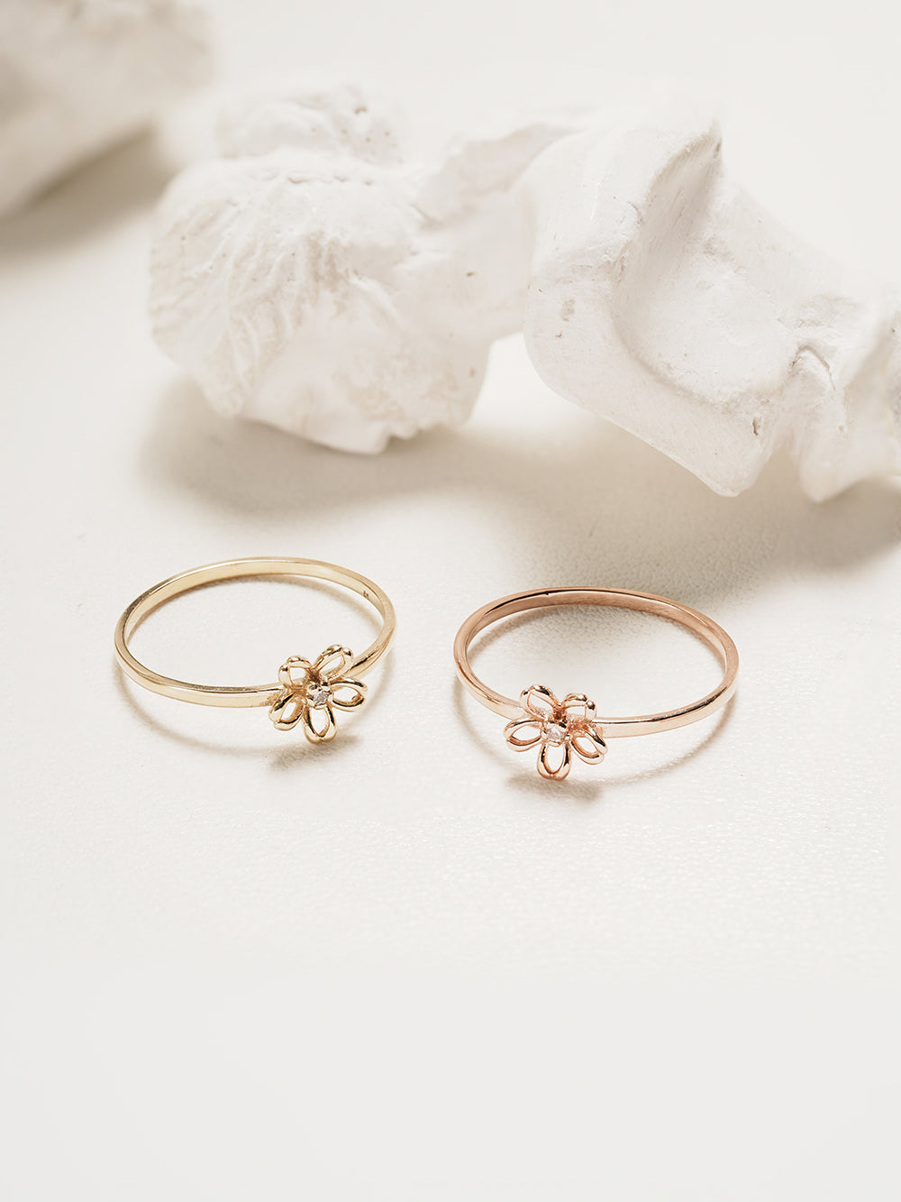 14K 18K Daisy Flower Layered Ring