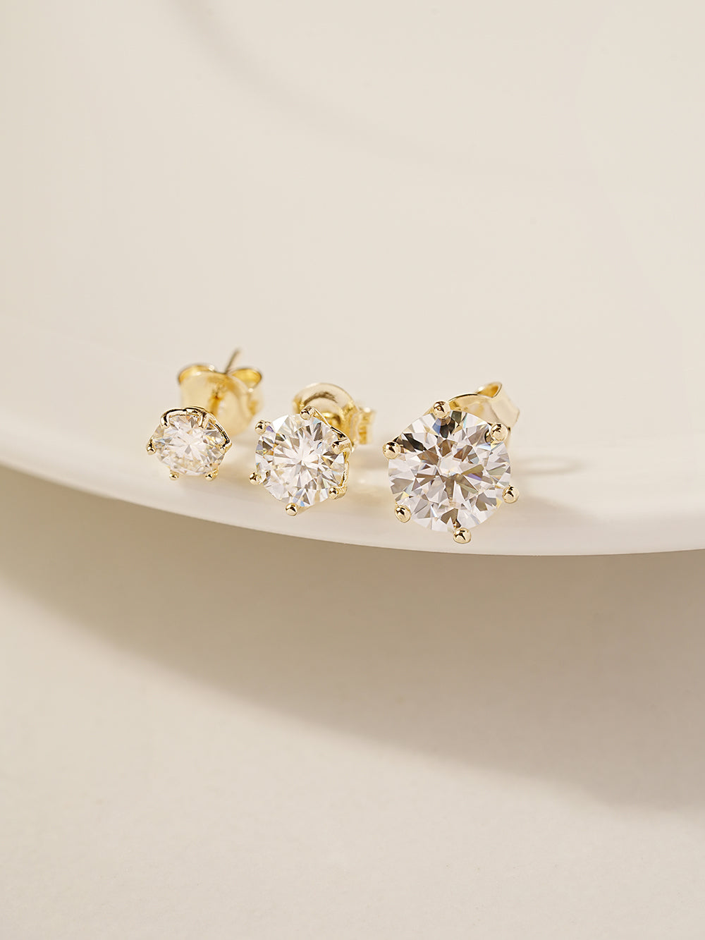 14K Gold Moissanite Crown Stud Earring