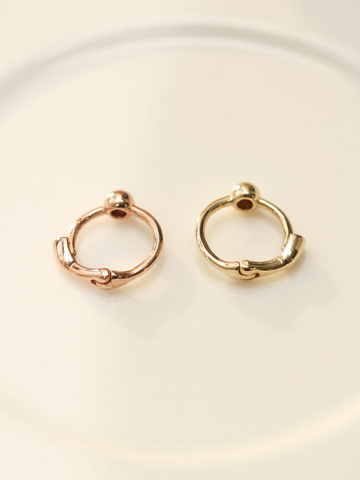 14K Gold Ball Triangle Drop Cartilage Hoop Earring