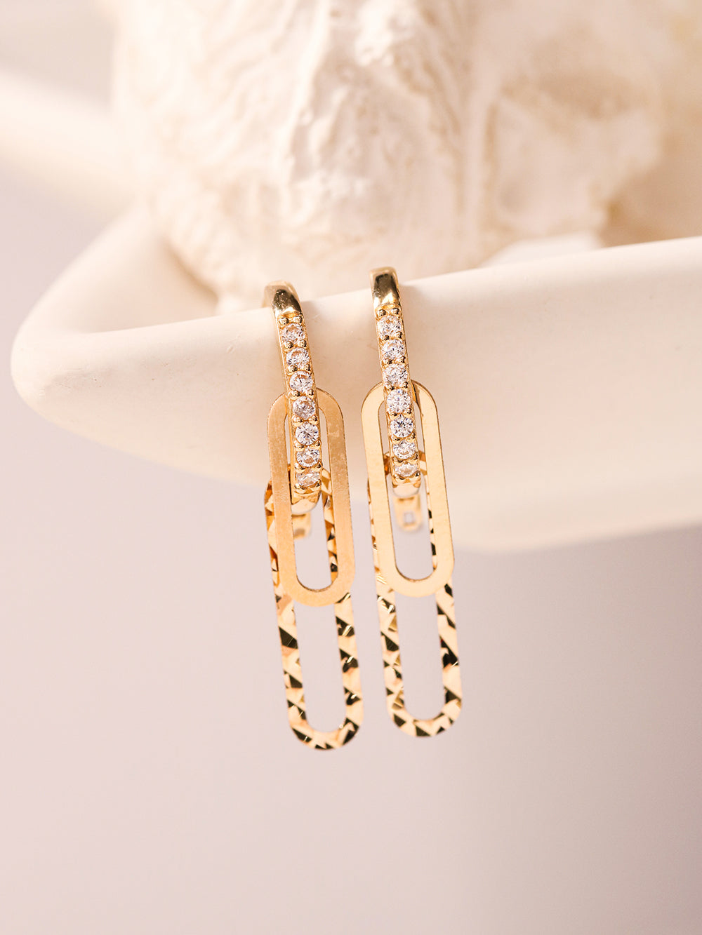 14K 18K Gold Clip Drop Cubic Cartilage Hoop Earring