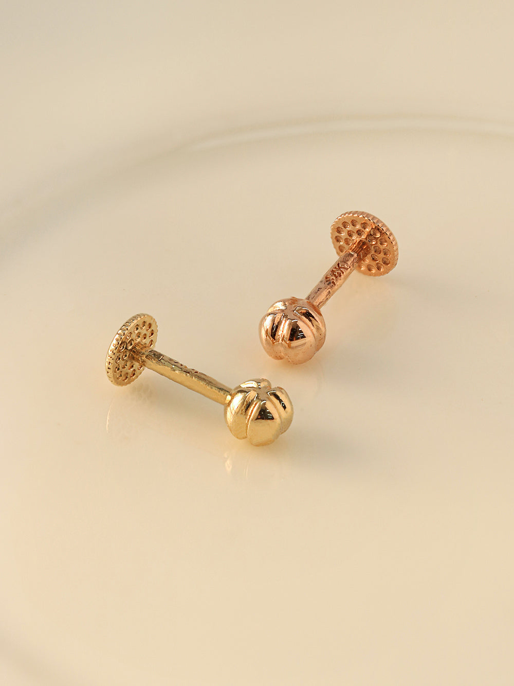 14K Gold Two way Cutting line Ball Labret Piercing 18g16g