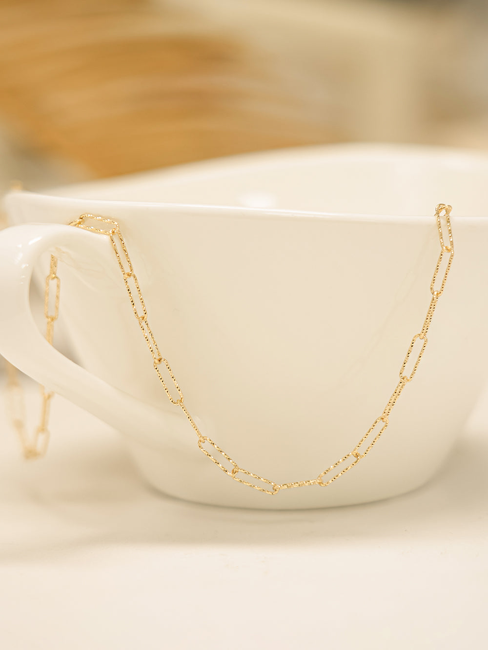 14K Gold Link Clip Chain Necklace