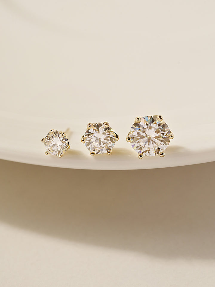 14K Gold Moissanite Crown Stud Earring