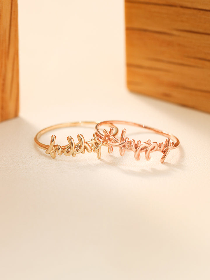 14K 18K Gold Lettering Happy Ring