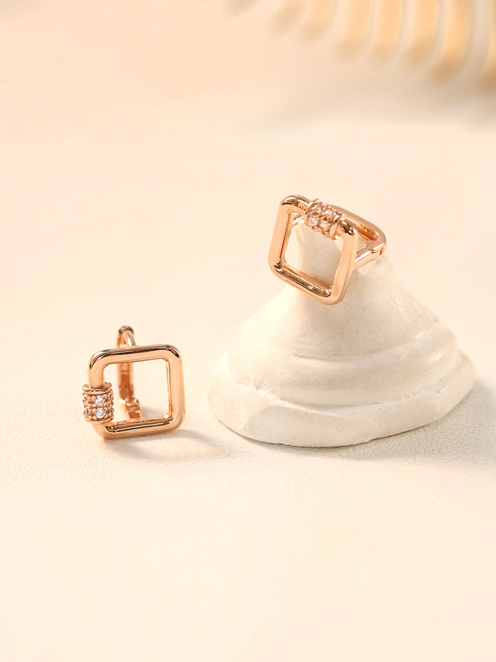 14K 18K Gold Open Cubic Square Cartilage Hoop Earring