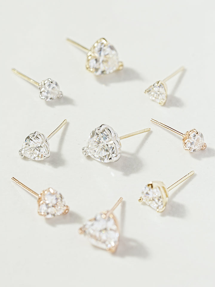 14K Gold Moissanite Glory Heart Stud Earring