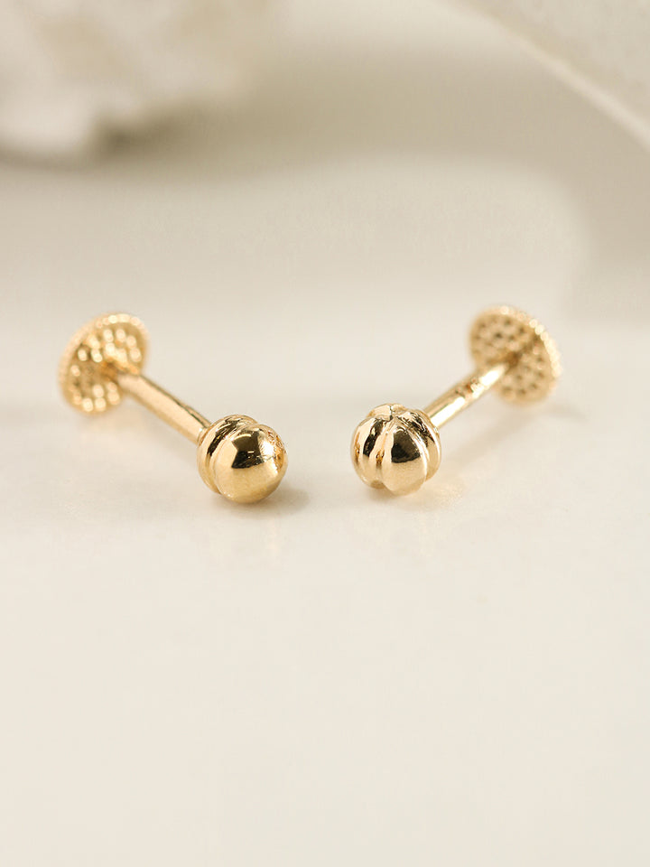 14K Gold Two way Cutting line Ball Labret Piercing 18g16g